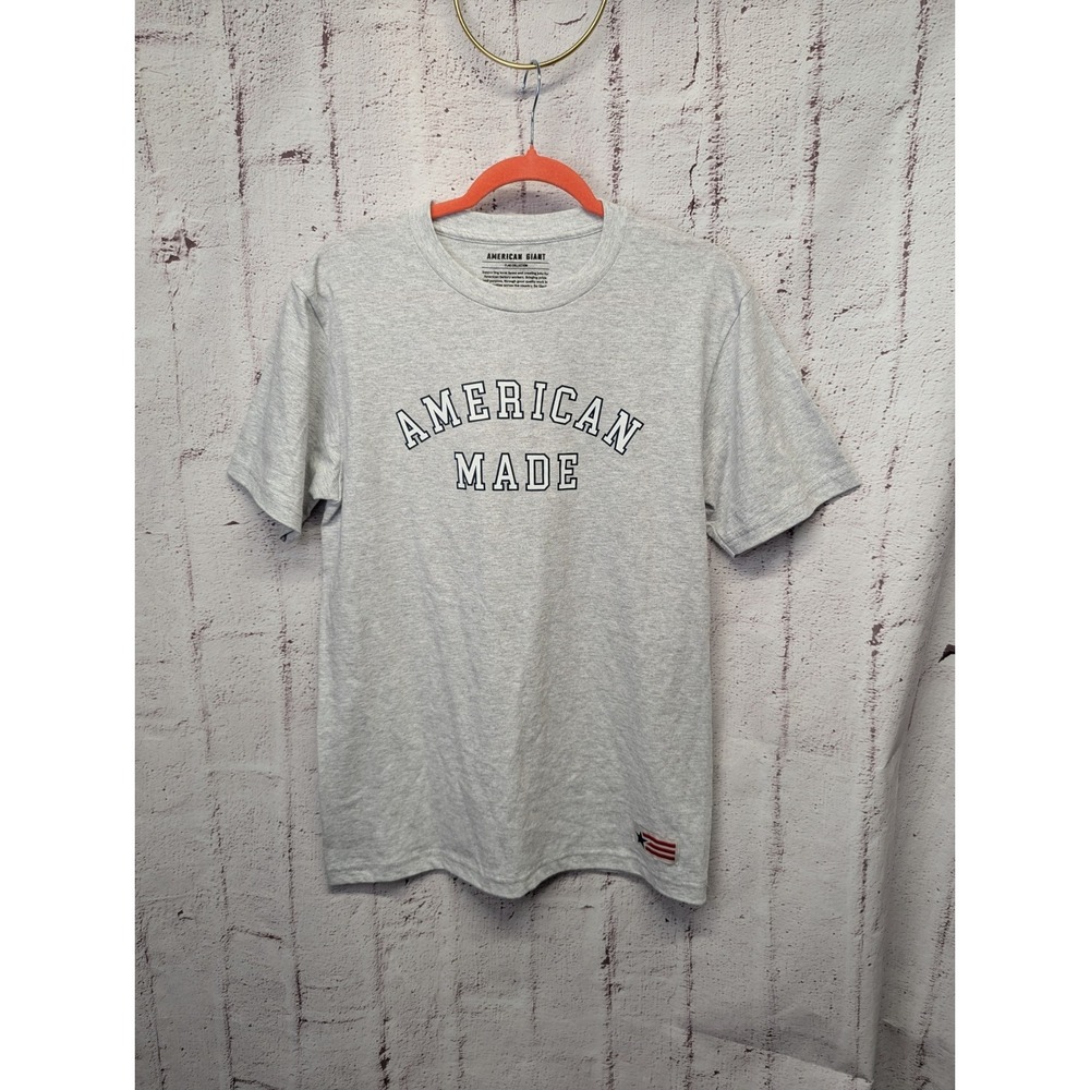 American Giant Shirt‎ Mens M Gray Crewneck American Made Flag Collection USA